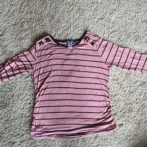 Pink Striped Long Sleeve Top
